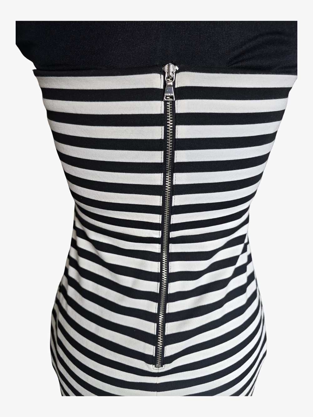 Express Black & White Strapless Striped Midi Dress Sz 6 Cocktail Wedding Guest - Picture 5 of 8